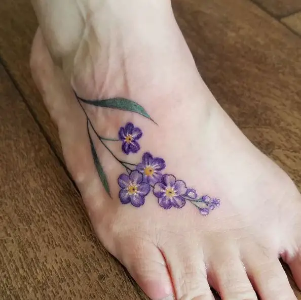 Purple Forget Me Not Flowers Tattoo