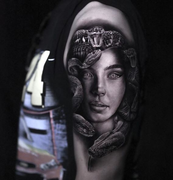 Realistic Portrait Style Medusa Tattoo