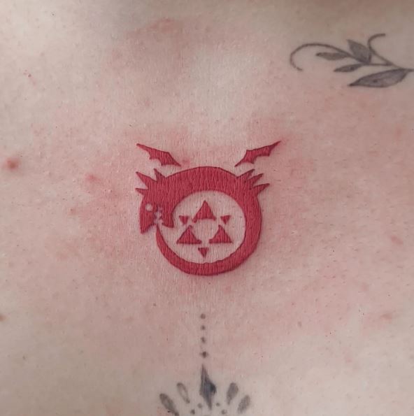 Red Ink Fullmetal Alchemist Dragon Ouroboros Tattoo