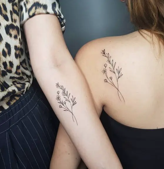 Rosemary and Forget-Me-Nots Matching Tattoo