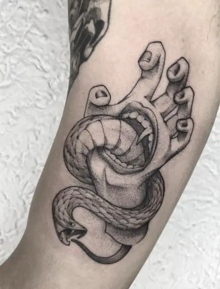 Screaming Hand Ouroboros Tattoo