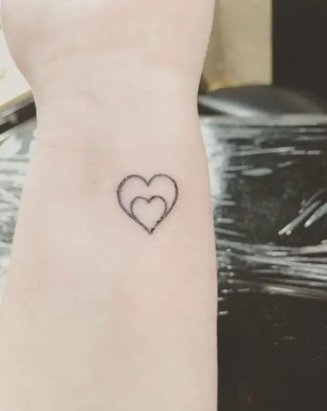 Simple Black Line Combination Heart Tattoo