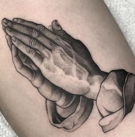 Sketch Style Praying Hands Tattoo
