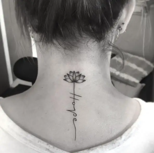 Small Lotus Neck Tattoo