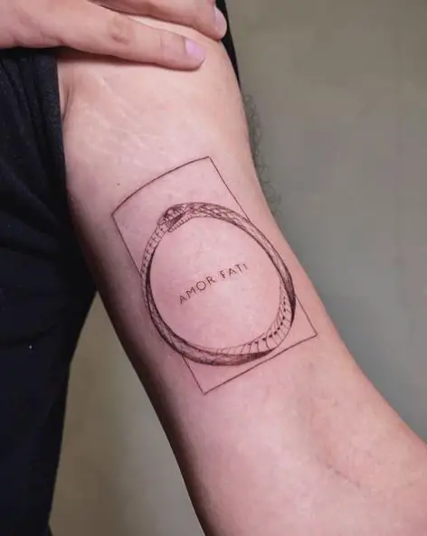 Snake Ouroboros Arm Tattoo with Text
