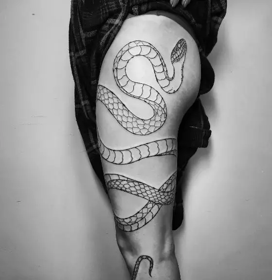Snake Thigh Wraparound Tattoo Piece