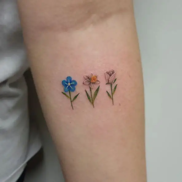 Teeny Tiny Flowers Forearm Tattoo