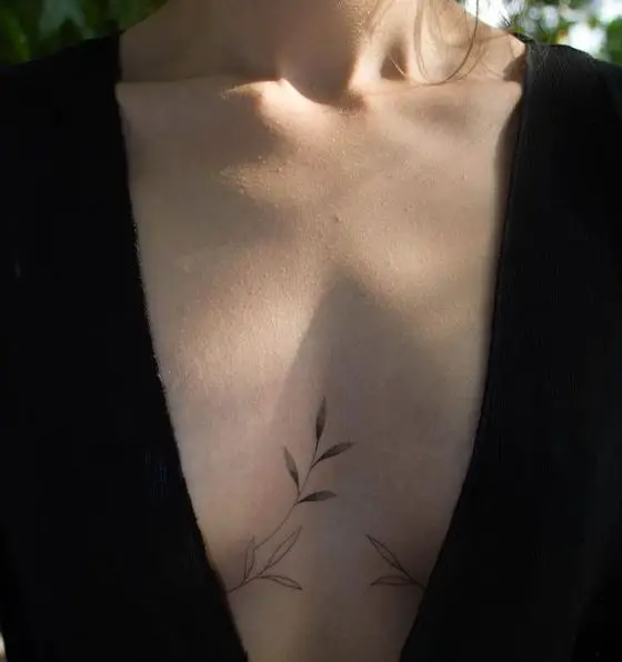 Tiny Plant Breast Wrap Tattoo
