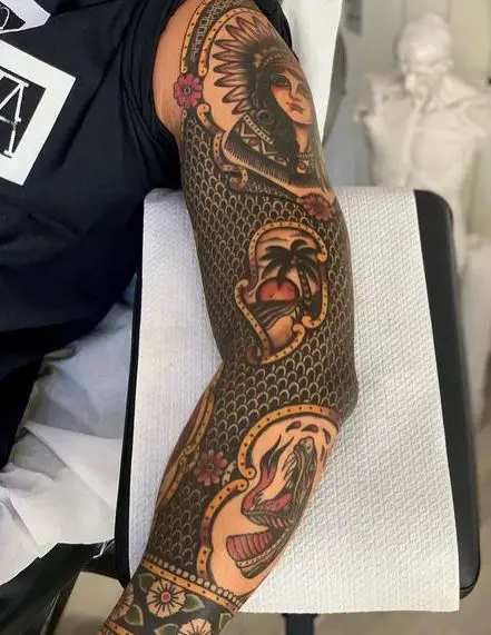 Traditional Full Arm Sleeve Tattoo Piece
