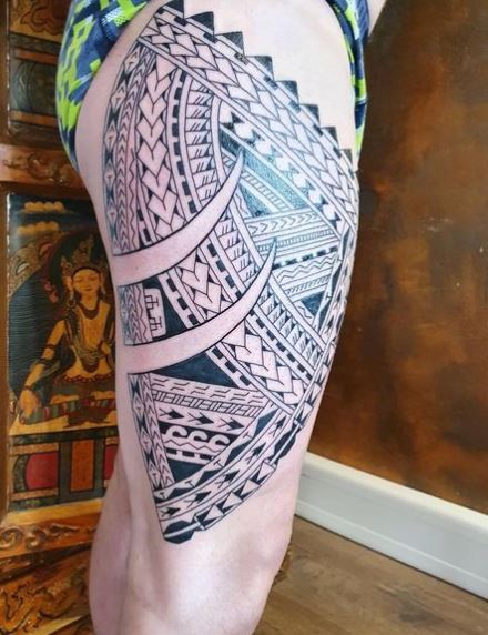 Tribe Samoan Thigh Tattoo