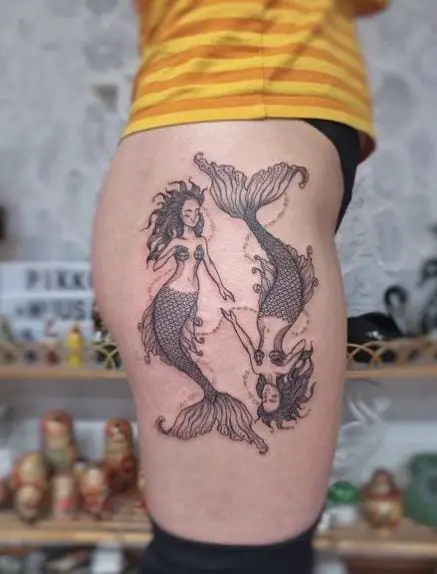 Twin Pisces Mermaid Tattoo