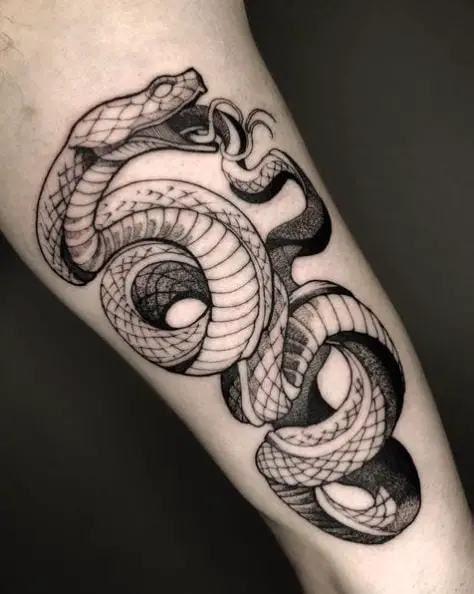 Twisted Ouroboros Inspired Snake Tattoo