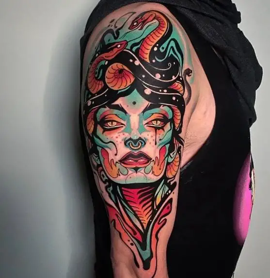 Vibrant Medusa Tattoo