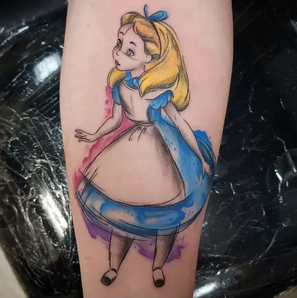 Watercolor Alice Tattoo Piece