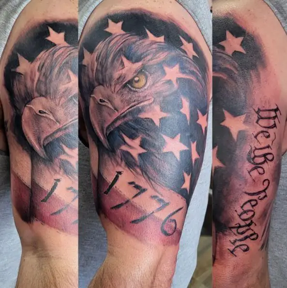 We the People Tattoo with Little Flag and Eagle