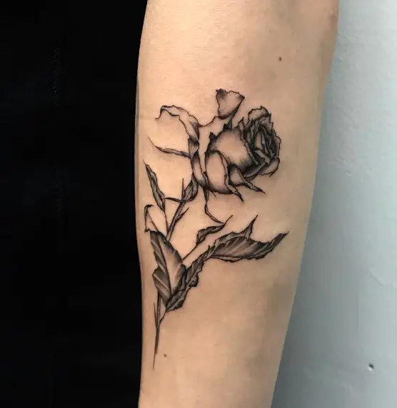 Wilted Rose Forearm Tattoo