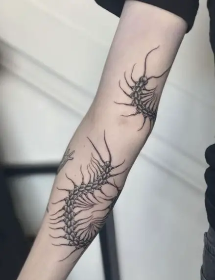 Wraparound Centipede Forearm Tattoo