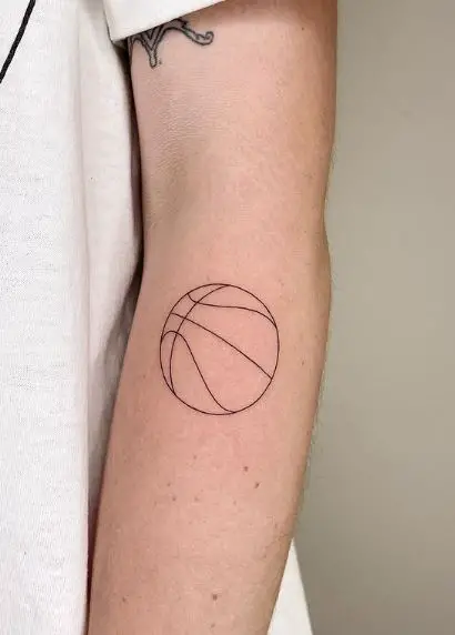 Thin Lined Basketball Forearm Tattoo