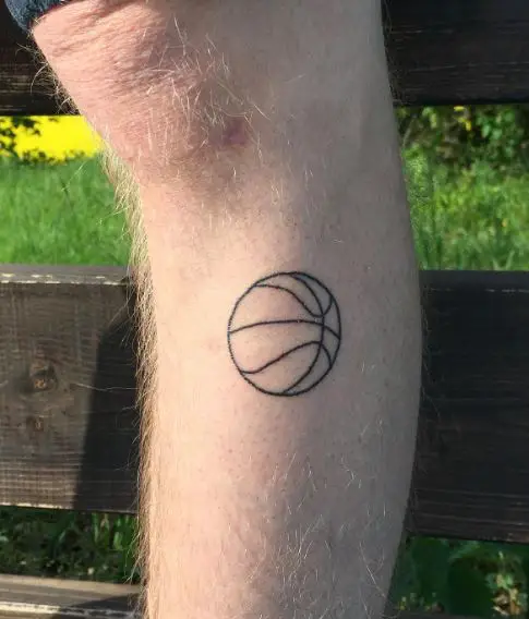 Minimalistic Basketball Leg Tattoo