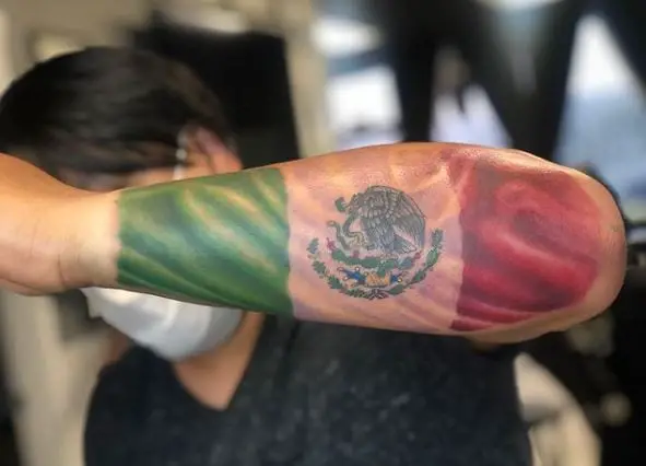 Colored Mexican Flag Forearm Sleeve Tattoo