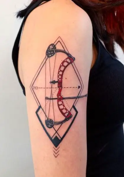 Geometric Hunting Bow Arm Tattoo