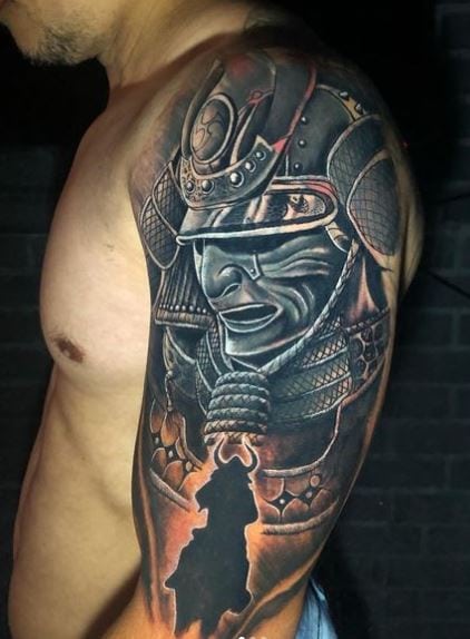Samurai with Noose Around Neck Arm Tattoo