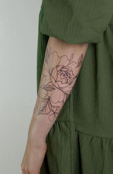 Grey Floral Forearm Half Sleeve Tattoo