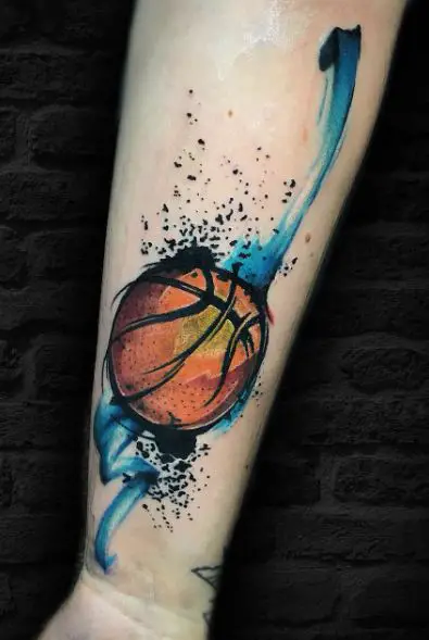 Colorful Basketball Forearm Tattoo
