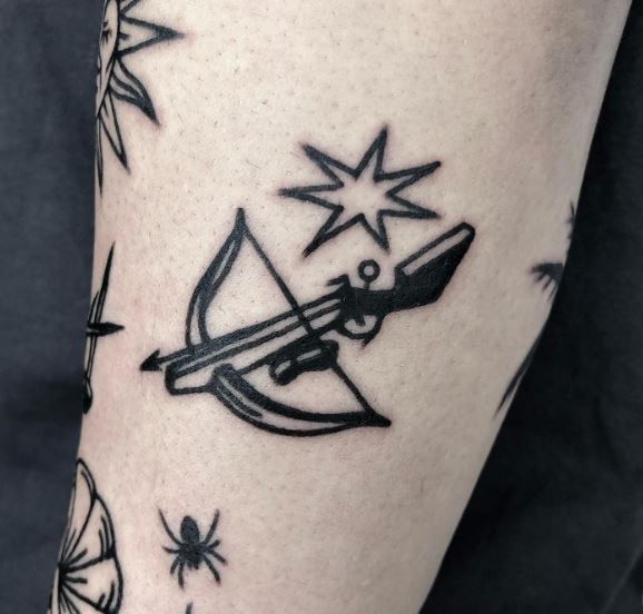Stars and Hunting Bow with Arrow Arm Tattoo