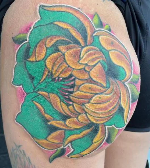 Colorful Flower Butt Tattoo