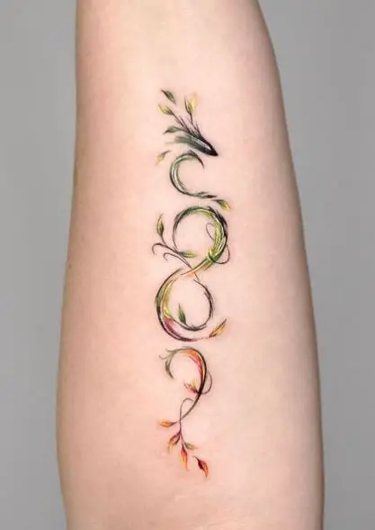 Colored Dragon and Infinity Forearm Tattoo