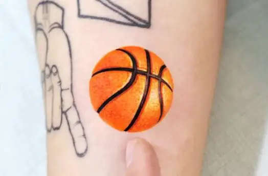 Minimalistic Colored Basketball Wrist Tattoo