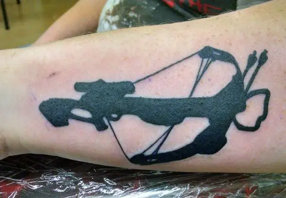 Black Hunting Bow Silhouette Forearm Tattoo
