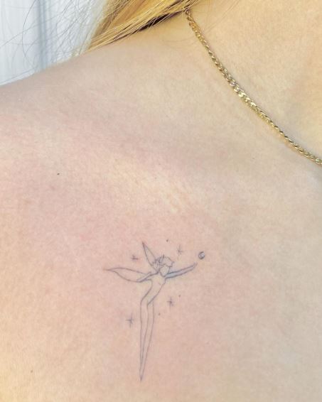 Minimalistic Stars and Fairy Chest Tattoo