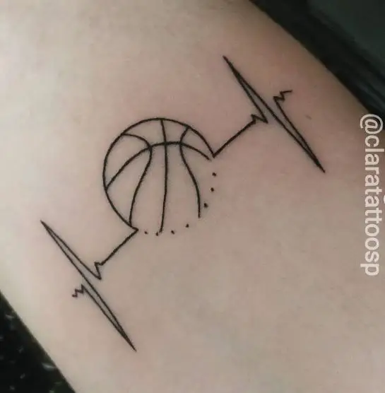 Minimalistic ECG and Basketball Forearm Tattoo