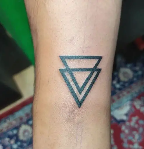 Black Double Triangle Forearm Tattoo
