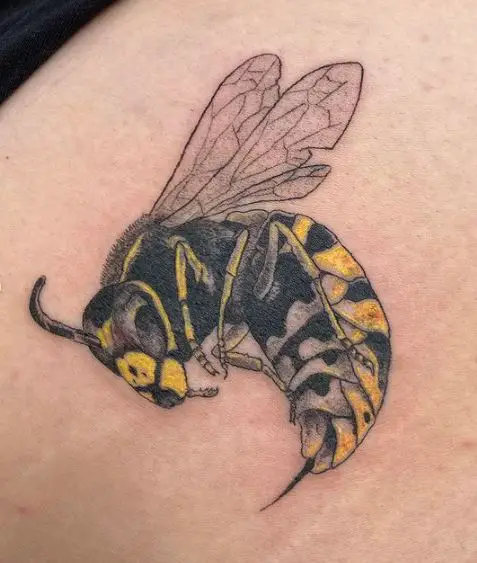 Colored Wasp Butt Tattoo