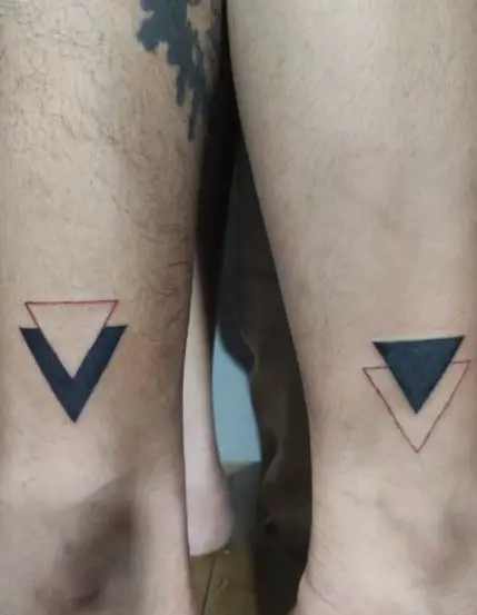 Matching Double Triangle Ankle Tattoos