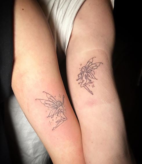 Minimalistic Matching Fairy Biceps Tattoos