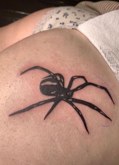 Black Spider Butt Tattoo