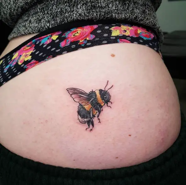 Colored Bee Butt Tattoo