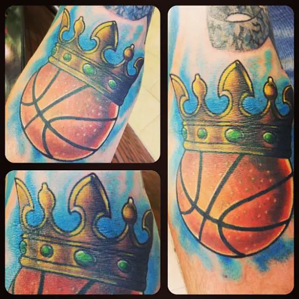 Colorful Basketball with Crown Arm Tattoo