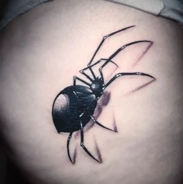 Black 3D Spider Butt Tattoo