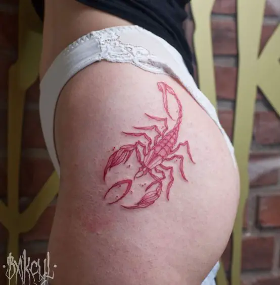 Red Scorpion Butt Tattoo