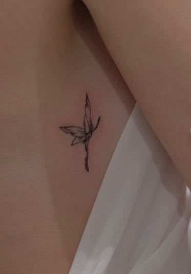 Minimalistic Black and Grey Fairy Ribs Tattoo