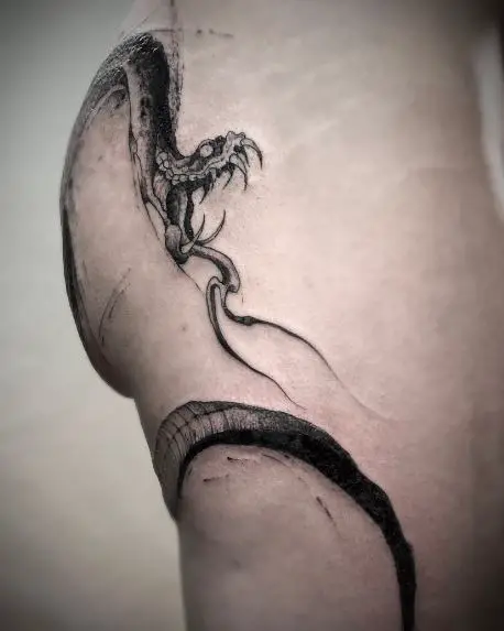 Black Snake Butt Tattoo