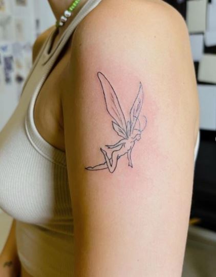 Grey Minimalistic Fairy Arm Tattoo