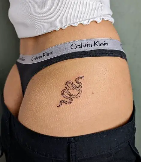 Grey Small Snake Butt Tattoo
