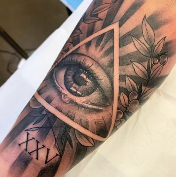 All Seeing Eye with Tears Forearm Tattoo