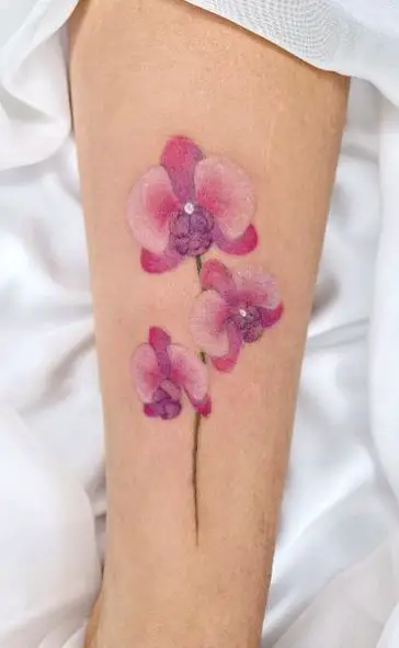 Violet Orchid with Branch Biceps Tattoo